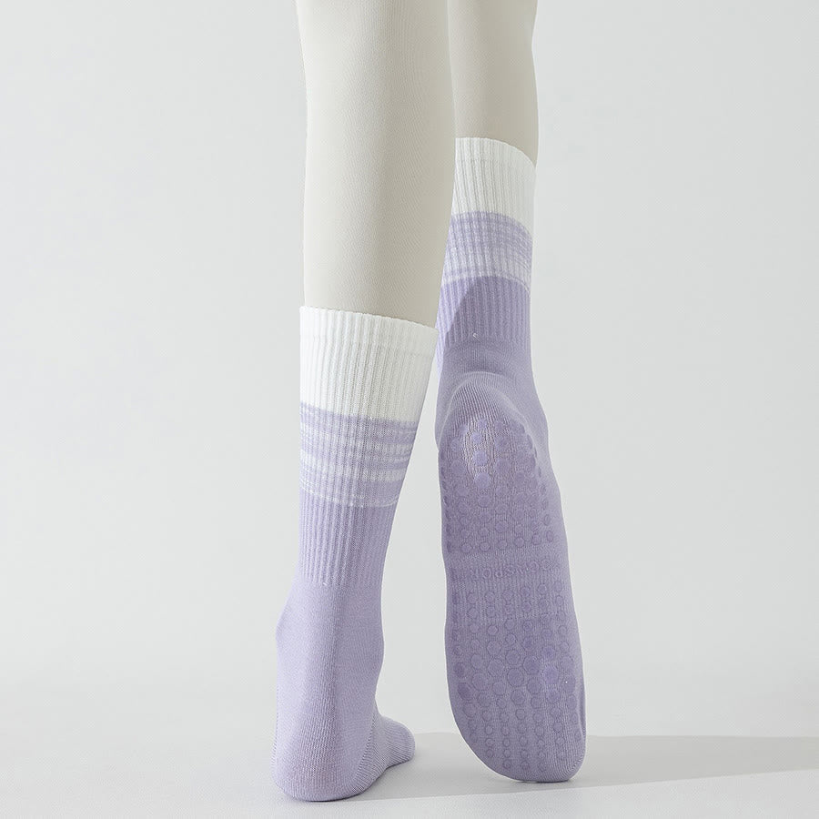 Chaussettes de yoga Olivenorma bicolores mi-mollet antidérapantes à picots en silicone pour femmes - image 15