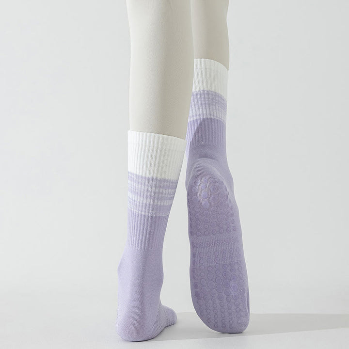 Chaussettes de yoga Olivenorma bicolores mi-mollet antidérapantes à picots en silicone pour femmes - image 15