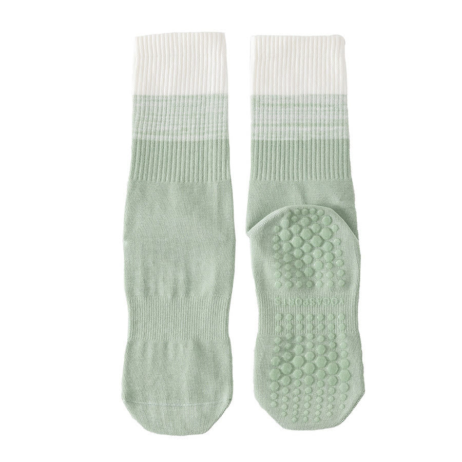 Chaussettes de yoga Olivenorma bicolores mi-mollet antidérapantes à picots en silicone pour femmes - Vert - 10 paires - image 18