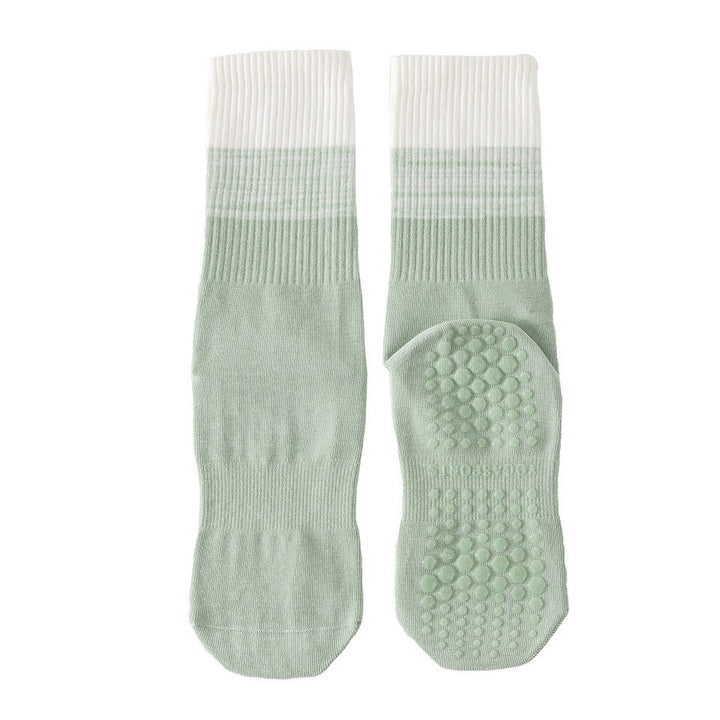 Chaussettes de yoga Olivenorma bicolores mi-mollet antidérapantes à picots en silicone pour femmes - Vert - 10 paires - image 18