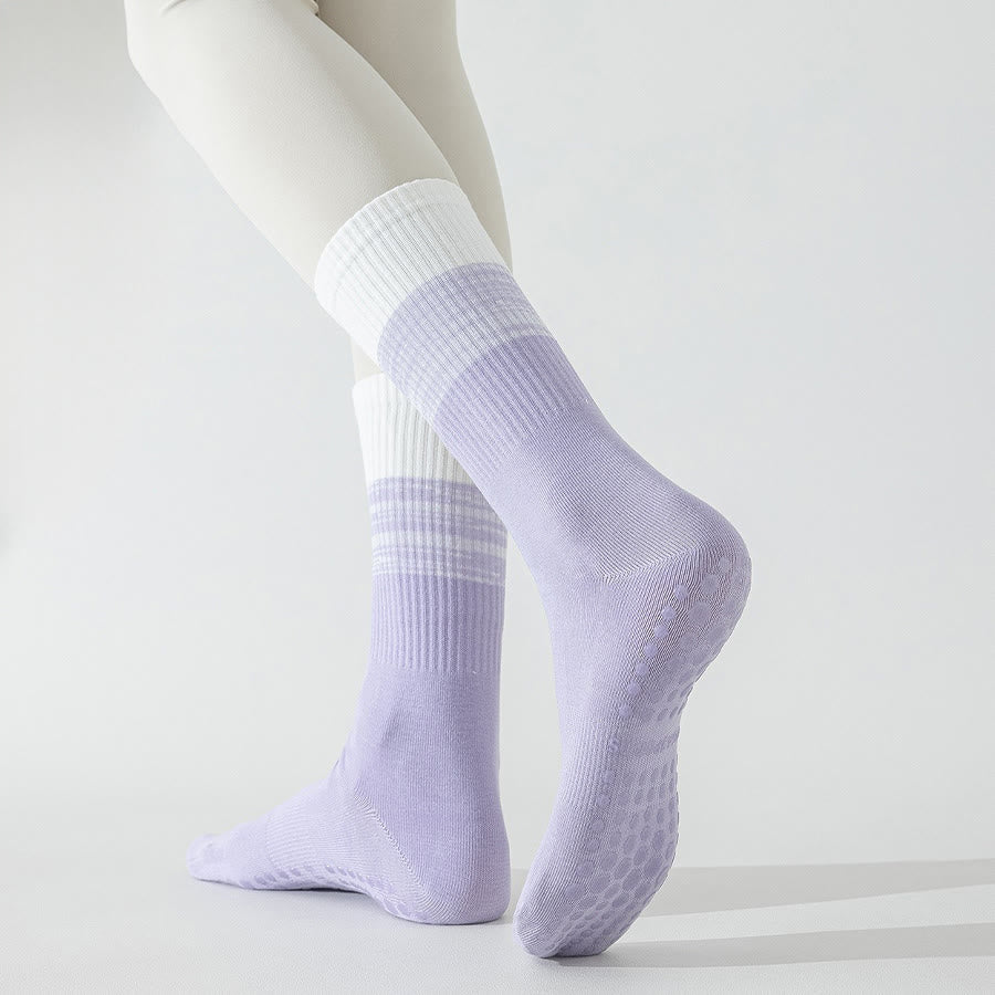 Chaussettes de yoga Olivenorma bicolores mi-mollet antidérapantes à picots en silicone pour femmes - image 16