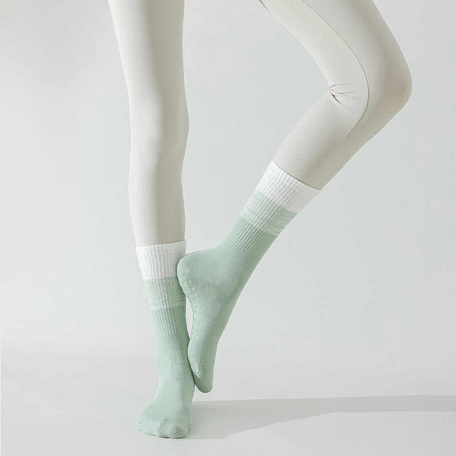 Chaussettes de yoga Olivenorma bicolores mi-mollet antidérapantes à picots en silicone pour femmes - image 21