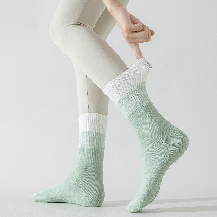 Chaussettes de yoga Olivenorma bicolores mi-mollet antidérapantes à picots en silicone pour femmes - image 22