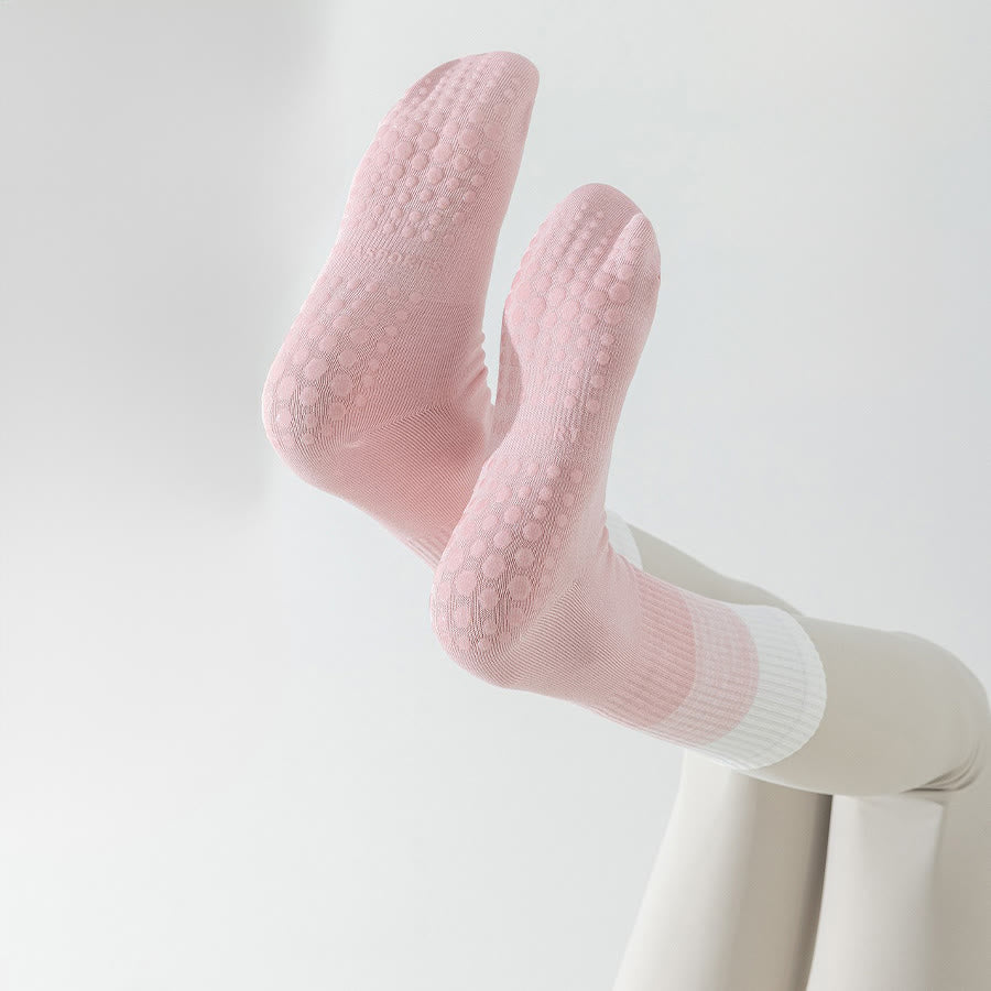 Chaussettes de yoga Olivenorma bicolores mi-mollet antidérapantes à picots en silicone pour femmes - image 7