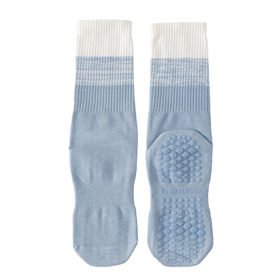 Chaussettes de yoga Olivenorma bicolores mi-mollet antidérapantes à picots en silicone pour femmes - Bleu - 10 paires - image 17