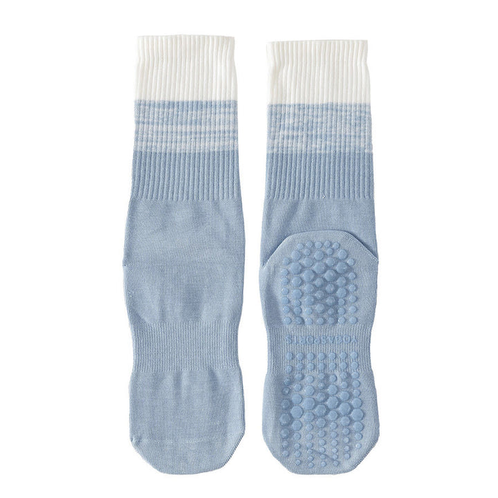 Chaussettes de yoga Olivenorma bicolores mi-mollet antidérapantes à picots en silicone pour femmes - Bleu - 10 paires - image 17