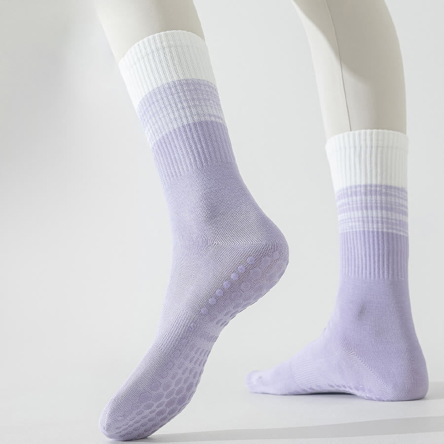 Chaussettes de yoga Olivenorma bicolores mi-mollet antidérapantes à picots en silicone pour femmes - image 14