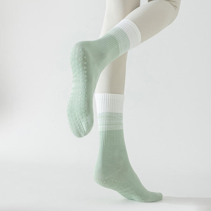 Chaussettes de yoga Olivenorma bicolores mi-mollet antidérapantes à picots en silicone pour femmes - image 20
