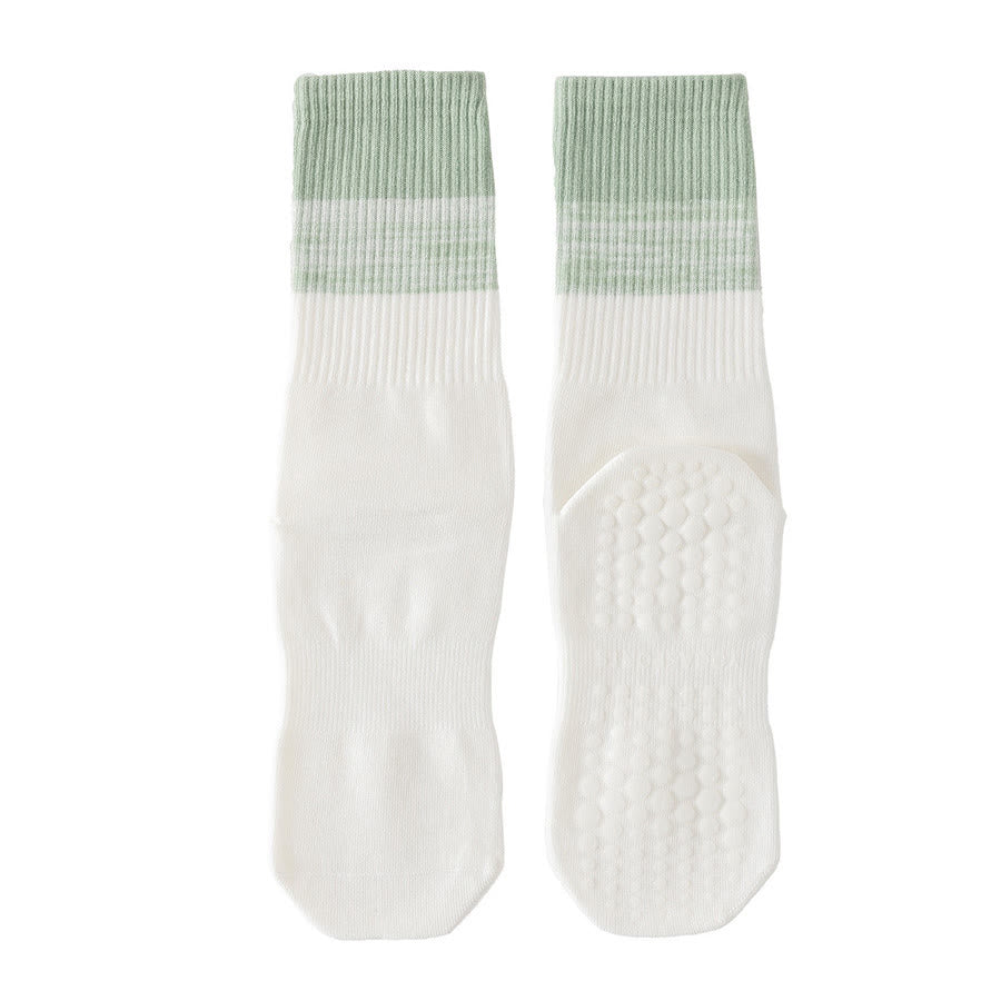 Chaussettes de yoga Olivenorma bicolores mi-mollet antidérapantes à picots en silicone pour femmes - Blanc - 10 paires - image 11