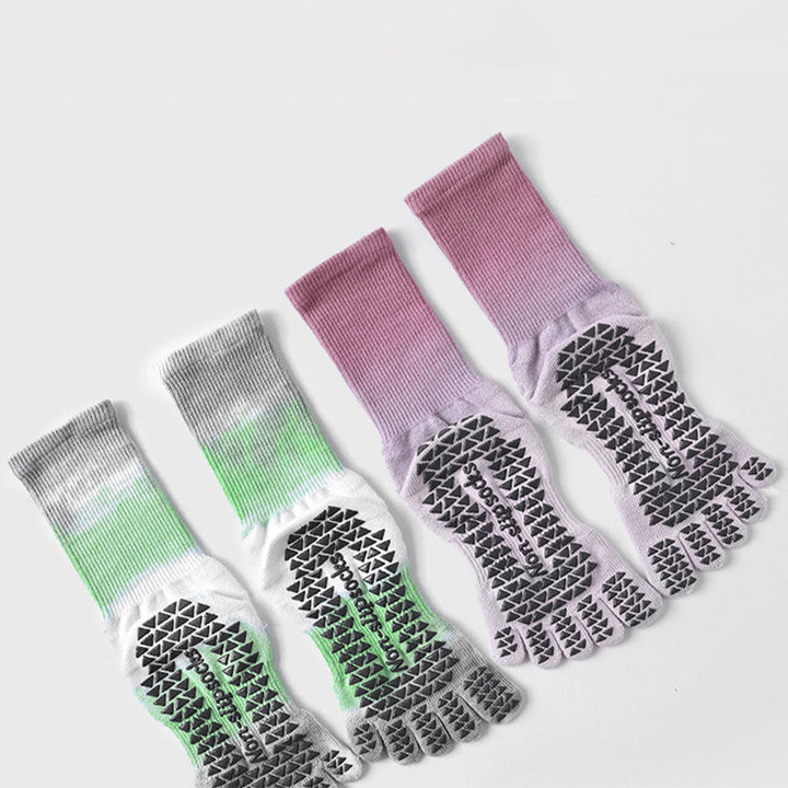 Chaussettes de yoga Olivenorma élégantes à cinq orteils, antidérapantes et à motif tie-dye, pour femmes, idéales pour les entraînements en intérieur. - image 1