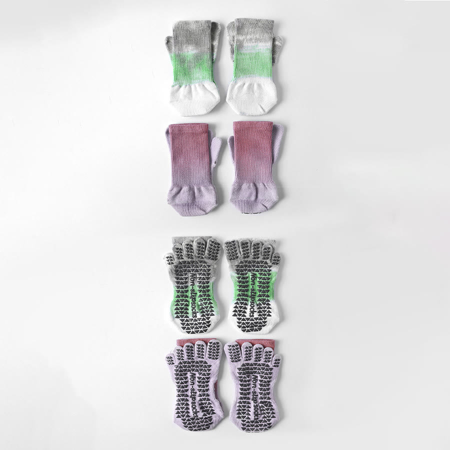 Chaussettes de yoga Olivenorma élégantes à cinq orteils, antidérapantes et à motif tie-dye, pour femmes, idéales pour les entraînements en intérieur. - image 2