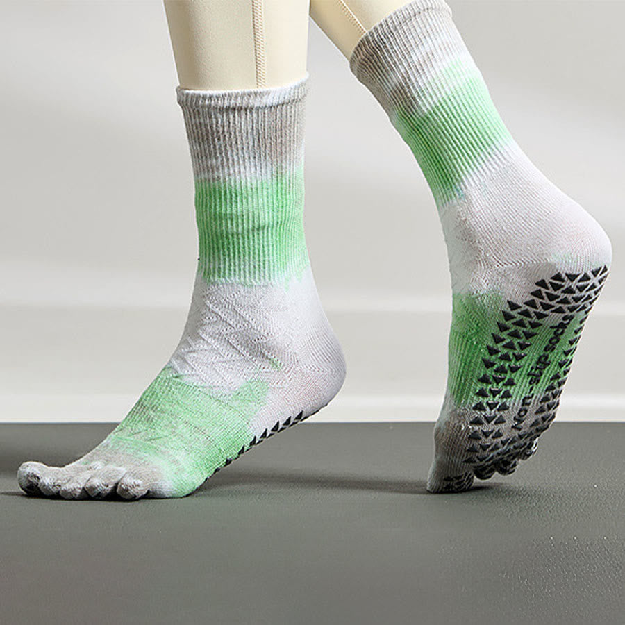 Chaussettes de yoga Olivenorma élégantes à cinq orteils, antidérapantes et à motif tie-dye, pour femmes, idéales pour les entraînements en intérieur. - image 5