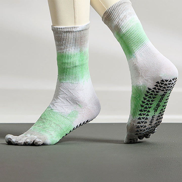 Chaussettes de yoga Olivenorma élégantes à cinq orteils, antidérapantes et à motif tie-dye, pour femmes, idéales pour les entraînements en intérieur. - image 5