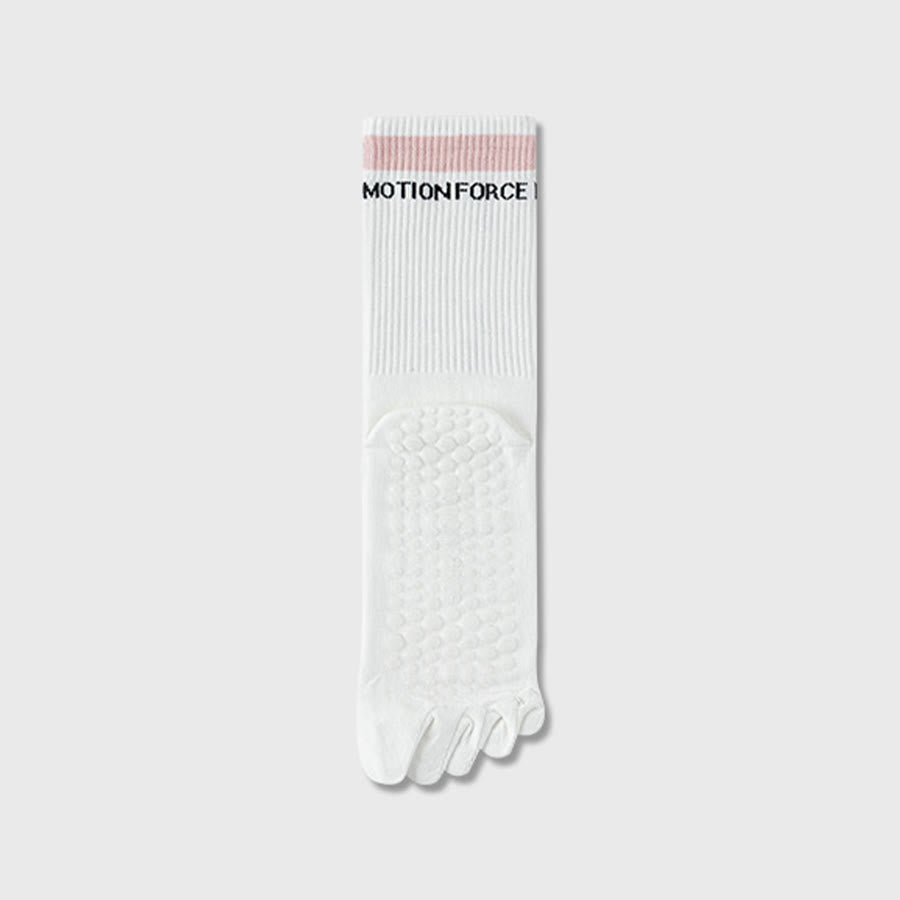 Chaussettes de yoga Olivenorma Secure-Fit à cinq orteils, antidérapantes et à bord contrasté pour femmes - Blanc-rose - 10 paires - image 7