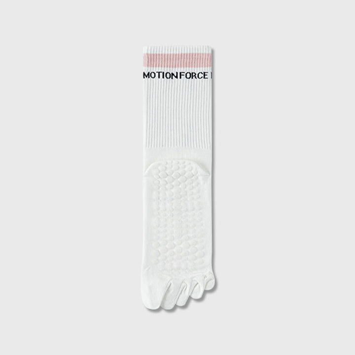 Chaussettes de yoga Olivenorma Secure-Fit à cinq orteils, antidérapantes et à bord contrasté pour femmes - Blanc-rose - 10 paires - image 7