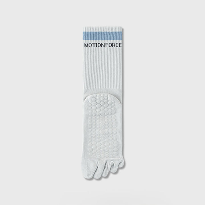 Chaussettes de yoga Olivenorma Secure-Fit à cinq orteils, antidérapantes et à bord contrasté pour femmes - Blanc-Bleu - 10 paires - image 8