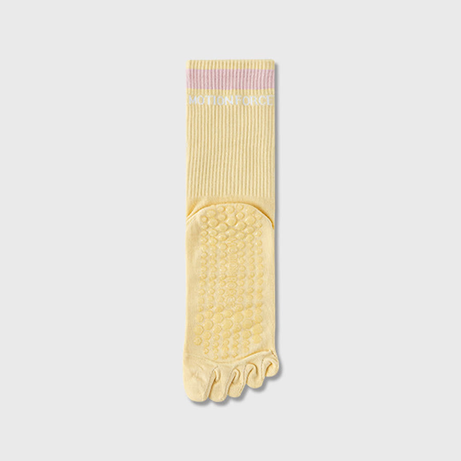 Chaussettes de yoga Olivenorma Secure-Fit à cinq orteils, antidérapantes et à bord contrasté pour femmes - Jaune - 10 paires - image 3