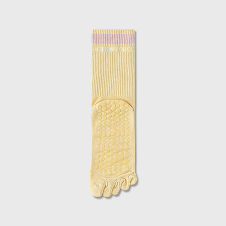 Chaussettes de yoga Olivenorma Secure-Fit à cinq orteils, antidérapantes et à bord contrasté pour femmes - Jaune - 10 paires - image 3