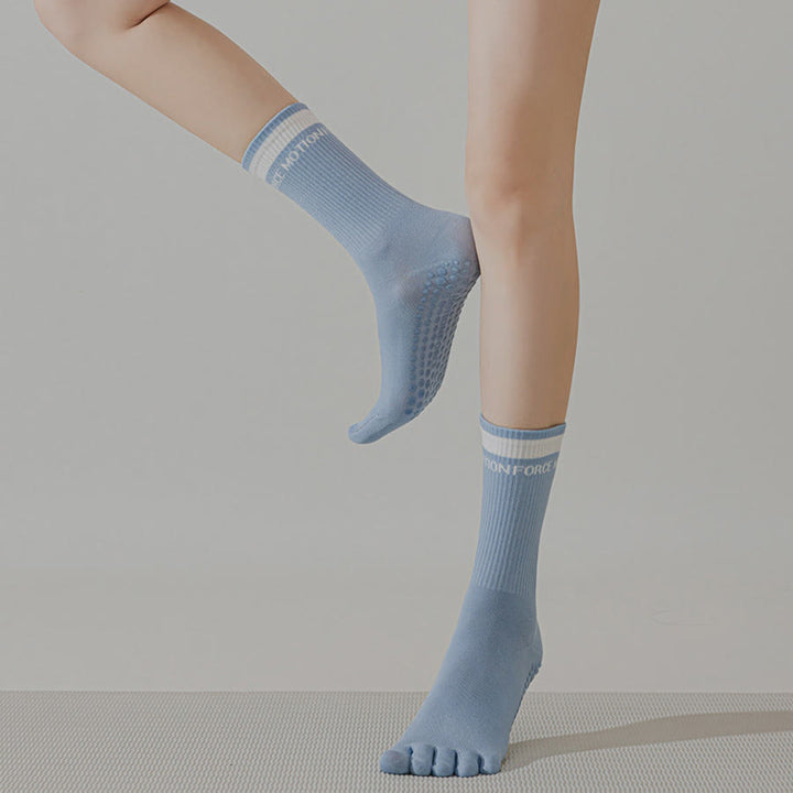 Chaussettes de yoga Olivenorma Secure-Fit à cinq orteils, antidérapantes et à bord contrasté pour femmes - image 14
