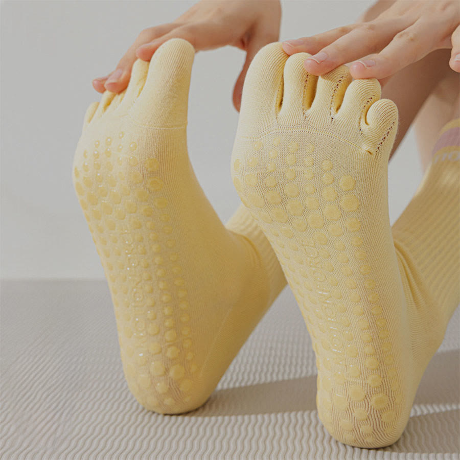 Chaussettes de yoga Olivenorma Secure-Fit à cinq orteils, antidérapantes et à bord contrasté pour femmes - image 4