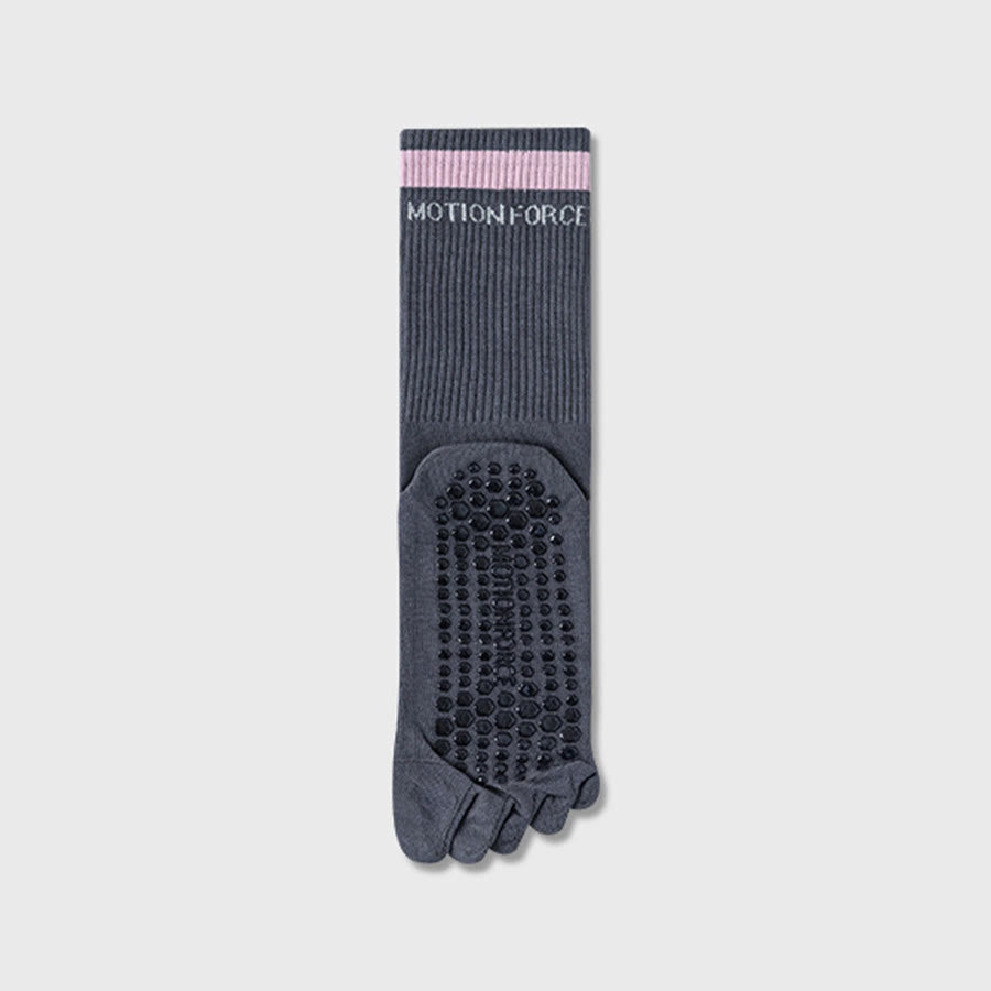 Chaussettes de yoga Olivenorma Secure-Fit à cinq orteils, antidérapantes et à bord contrasté pour femmes - Gris - 10 paires - image 17