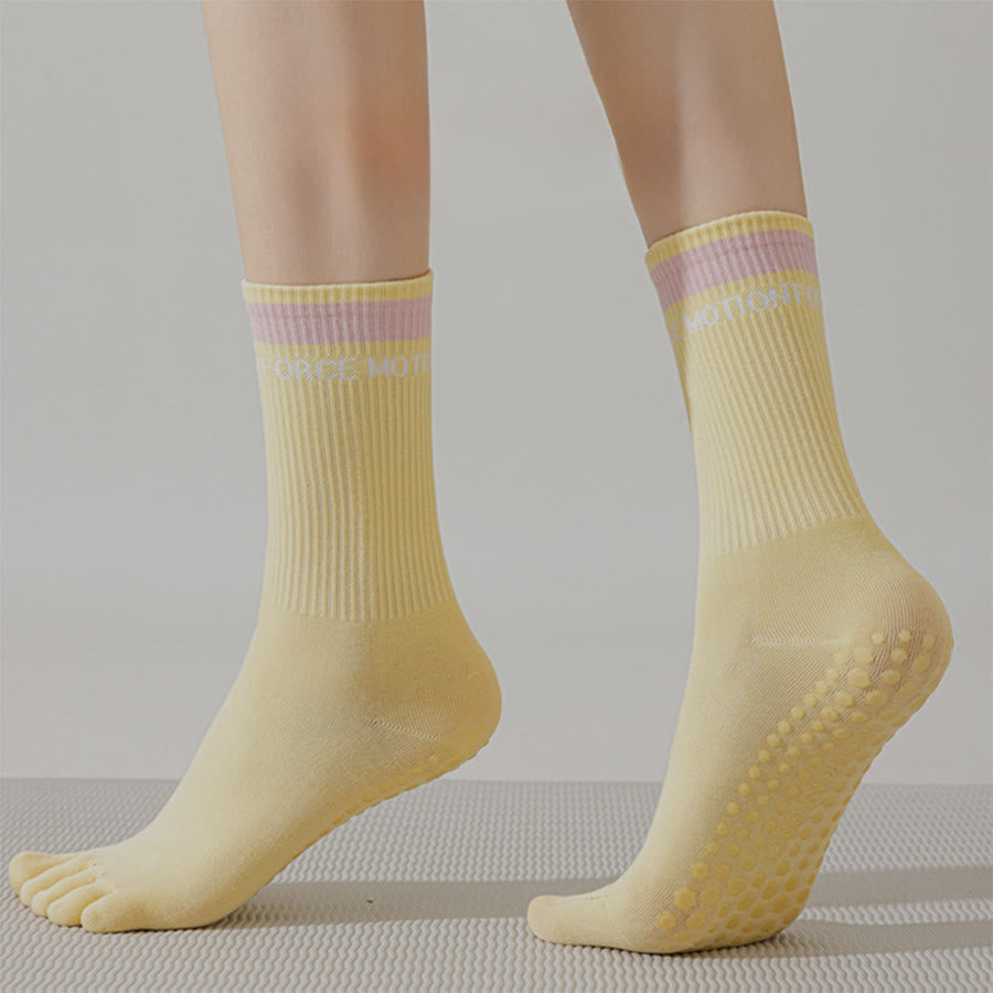 Chaussettes de yoga Olivenorma Secure-Fit à cinq orteils, antidérapantes et à bord contrasté pour femmes - image 6