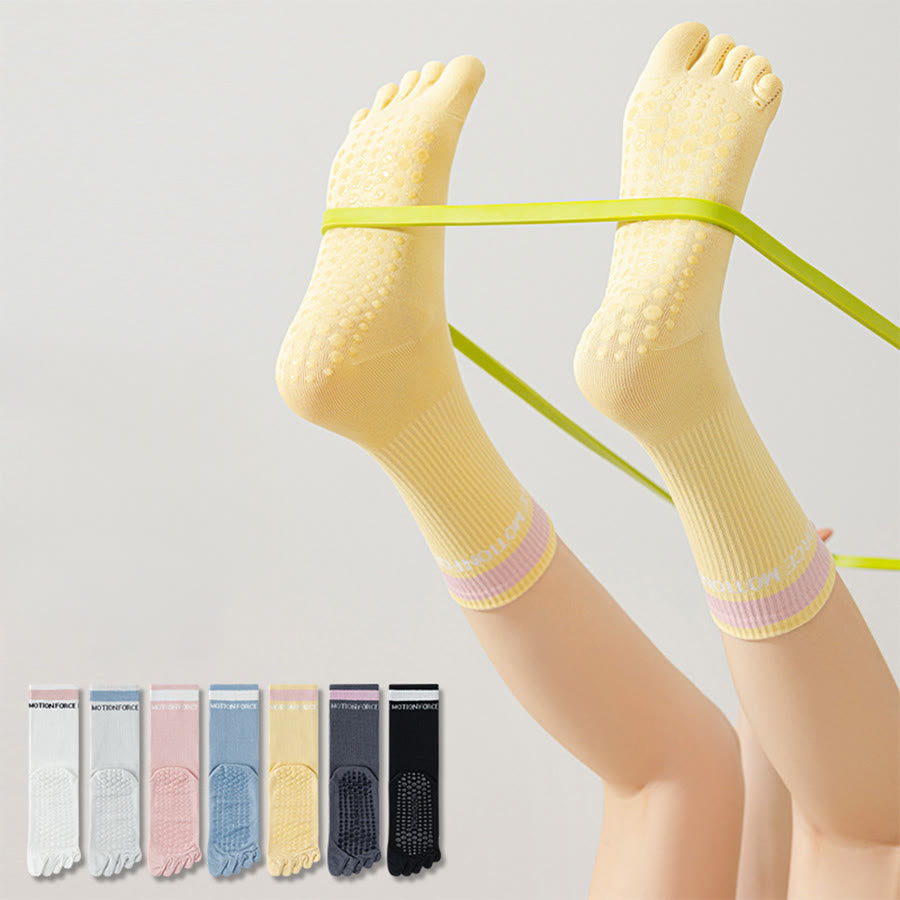 Chaussettes de yoga Olivenorma Secure-Fit à cinq orteils, antidérapantes et à bord contrasté pour femmes - image 0