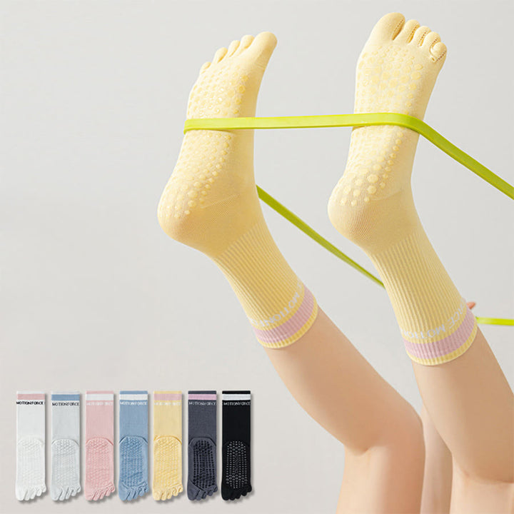 Chaussettes de yoga Olivenorma Secure-Fit à cinq orteils, antidérapantes et à bord contrasté pour femmes - image 0