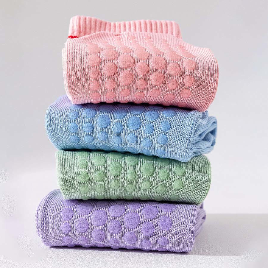 Chaussettes de yoga Olivenorma à rayures arc-en-ciel, mi-mollet, antidérapantes et amortissantes pour femmes - image 2