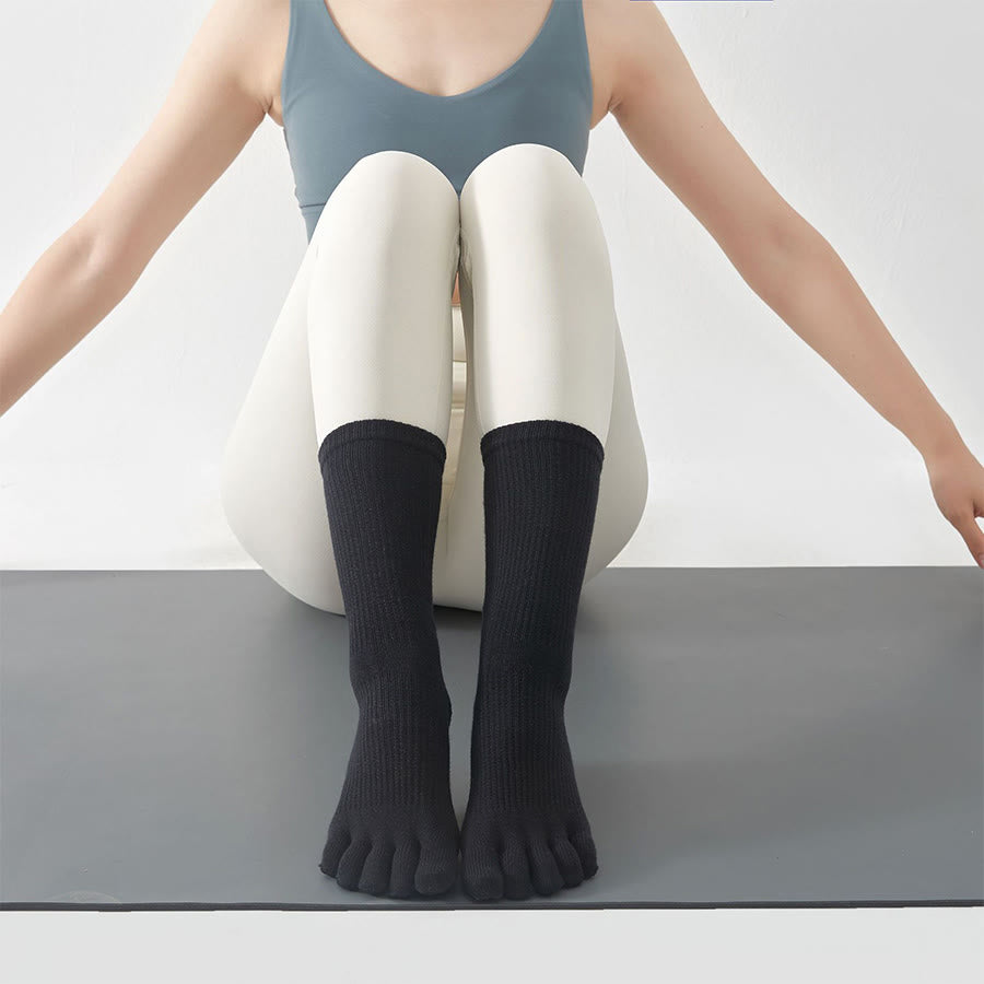 Chaussettes de yoga Olivenorma Stable Traction à cinq orteils, antidérapantes et montantes, pour femmes. - Noir - 10 paires - image 16