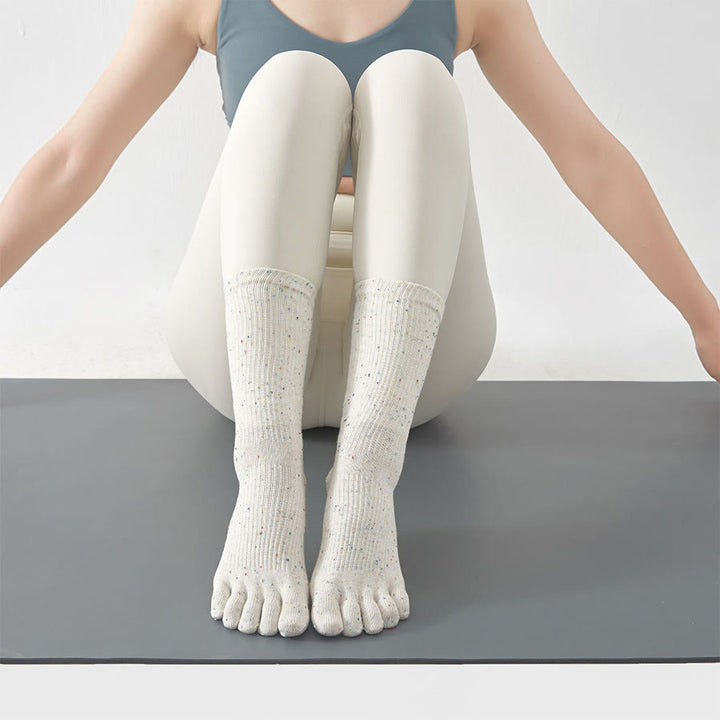 Chaussettes de yoga Olivenorma Stable Traction à cinq orteils, antidérapantes et montantes, pour femmes. - Blanc - 10 paires - image 6