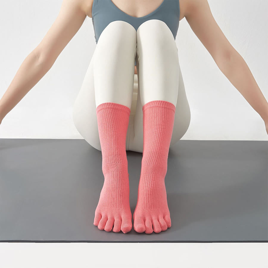 Chaussettes de yoga Olivenorma Stable Traction à cinq orteils, antidérapantes et montantes, pour femmes. - Rose - 10 paires - image 12