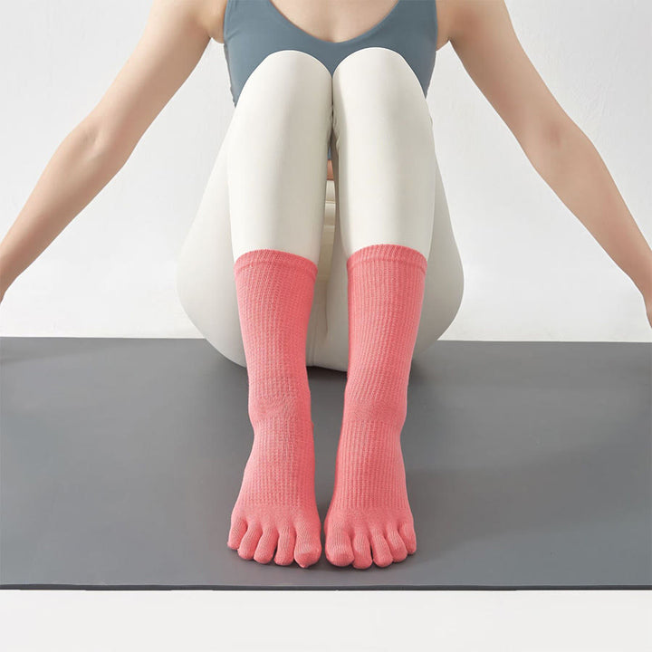 Chaussettes de yoga Olivenorma Stable Traction à cinq orteils, antidérapantes et montantes, pour femmes. - Rose - 10 paires - image 12
