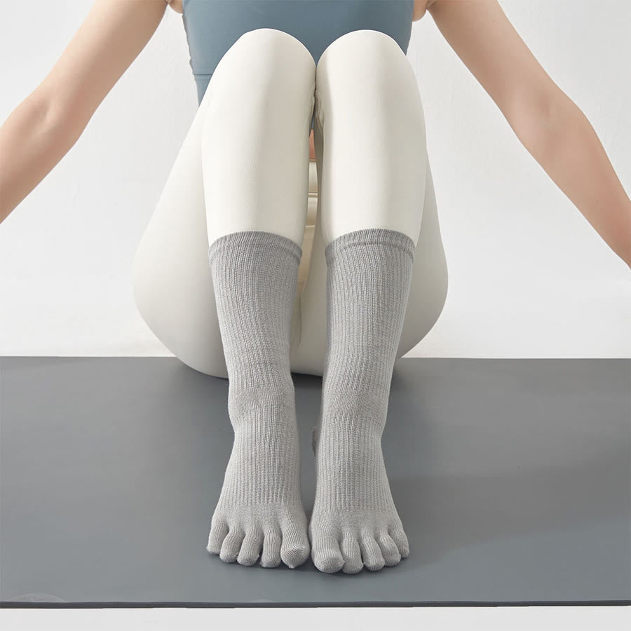 Chaussettes de yoga Olivenorma Stable Traction à cinq orteils, antidérapantes et montantes, pour femmes. - Gris - 10 paires - image 8