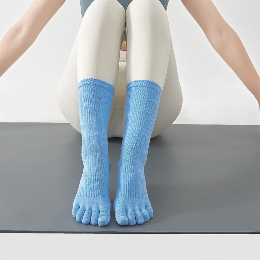 Chaussettes de yoga Olivenorma Stable Traction à cinq orteils, antidérapantes et montantes, pour femmes. - Bleu - 10 paires - image 1