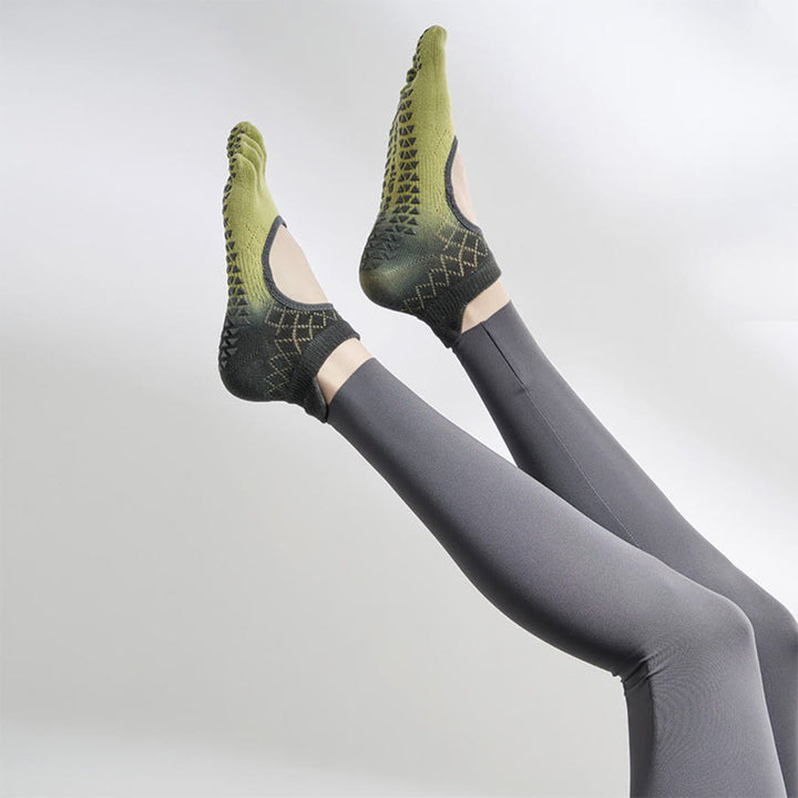 Chaussettes multisports Olivenorma à cinq orteils antidérapantes avec ouverture latérale, chaussettes de yoga pour femmes - Gris olive dégradé et bout fermé - 10 paires - image 30