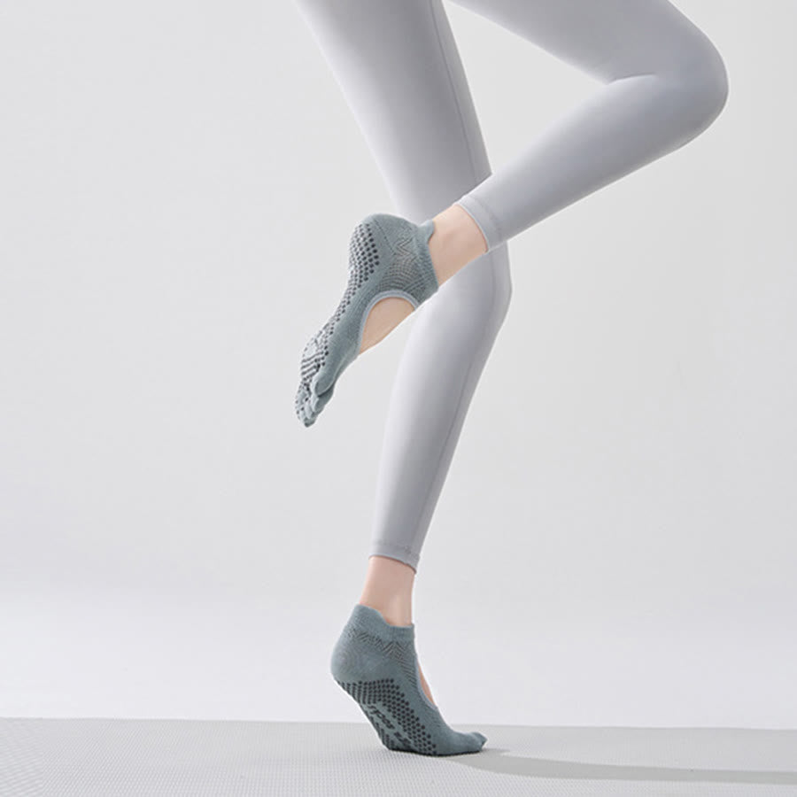 Chaussettes multisports Olivenorma à cinq orteils antidérapantes avec ouverture latérale, chaussettes de yoga pour femmes - Bleu turquoise et bout fermé - 10 paires - image 11