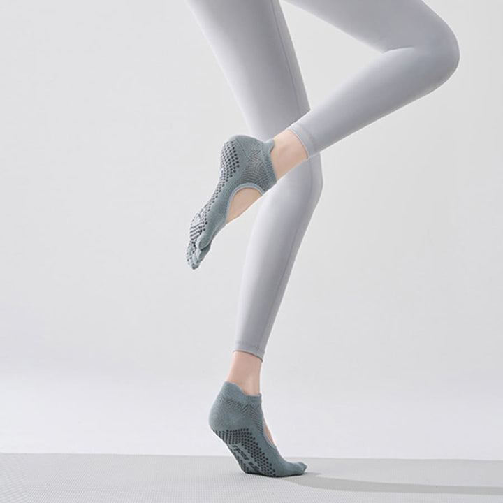Chaussettes multisports Olivenorma à cinq orteils antidérapantes avec ouverture latérale, chaussettes de yoga pour femmes - Bleu turquoise et bout fermé - 10 paires - image 11