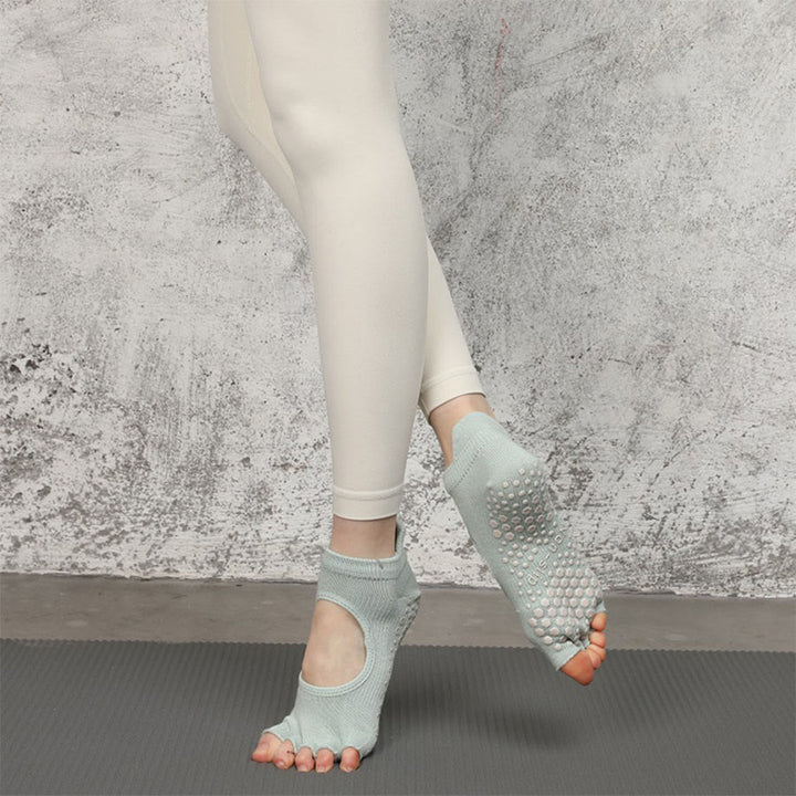 Chaussettes multisports Olivenorma à cinq orteils antidérapantes avec ouverture latérale, chaussettes de yoga pour femmes - Vert clair frais et bout ouvert - 10 paires - image 26