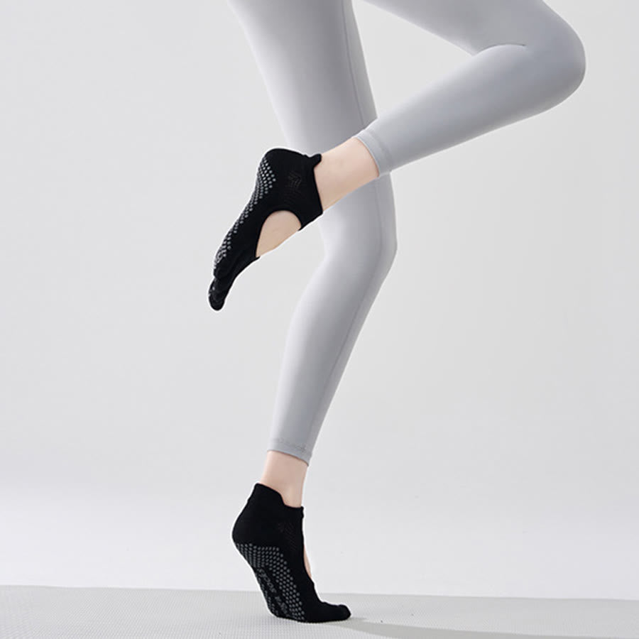 Chaussettes multisports Olivenorma à cinq orteils antidérapantes avec ouverture latérale, chaussettes de yoga pour femmes - Gem Black et orteils complets - 10 paires - image 16