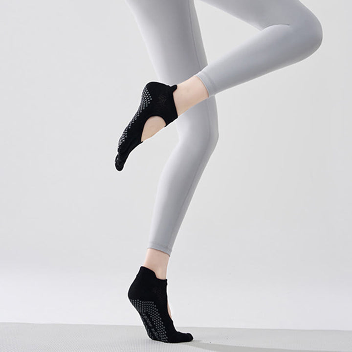 Chaussettes multisports Olivenorma à cinq orteils antidérapantes avec ouverture latérale, chaussettes de yoga pour femmes - Gem Black et orteils complets - 10 paires - image 16