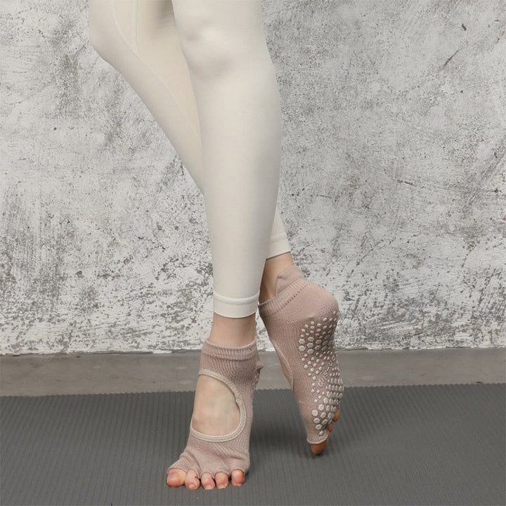 Chaussettes multisports Olivenorma à cinq orteils antidérapantes avec ouverture latérale, chaussettes de yoga pour femmes - Kaki doux et bout ouvert - 10 paires - image 24