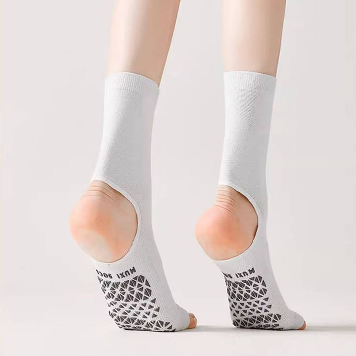 Chaussettes de yoga Olivenorma respirantes mi-mollet antidérapantes avec orteils et talon ouverts pour femmes - image 5