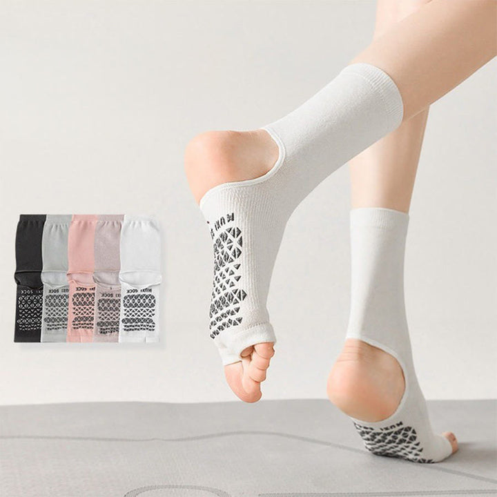 Chaussettes de yoga Olivenorma respirantes mi-mollet antidérapantes avec orteils et talon ouverts pour femmes - image 0