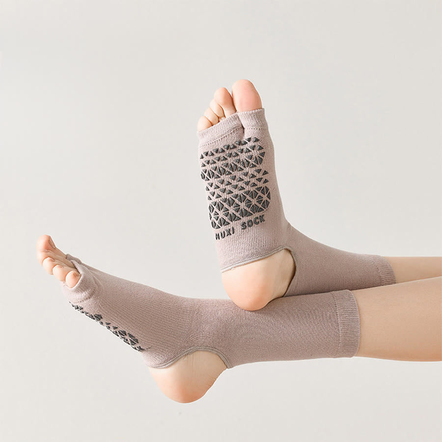 Chaussettes de yoga Olivenorma respirantes mi-mollet antidérapantes avec orteils et talon ouverts pour femmes - image 16