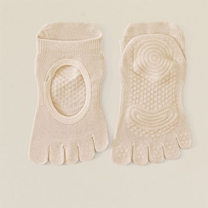 Chaussettes de yoga Olivenorma Professional antidérapantes à cinq orteils pour Pilates et corde à sauter (femme) - Beige - 10 paires - image 17