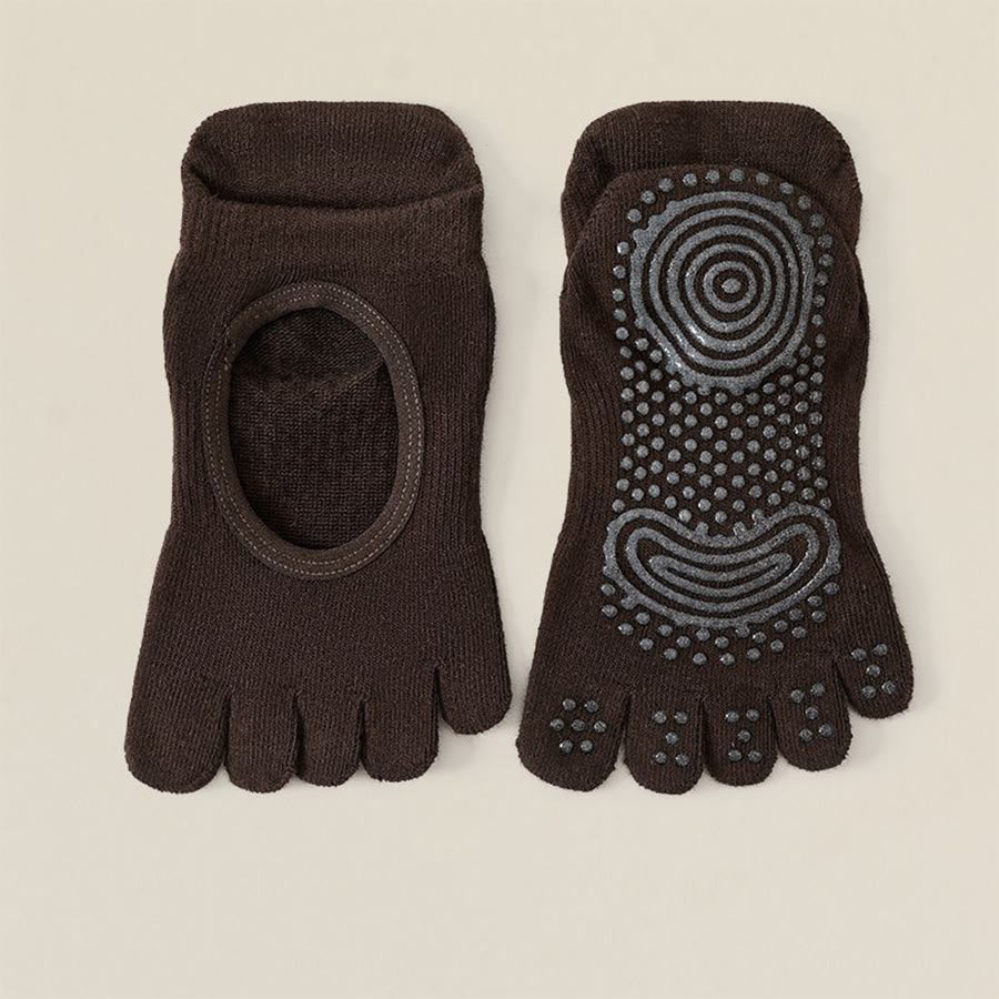 Chaussettes de yoga Olivenorma Professional antidérapantes à cinq orteils pour Pilates et corde à sauter (femme) - Café - 10 paires - image 18