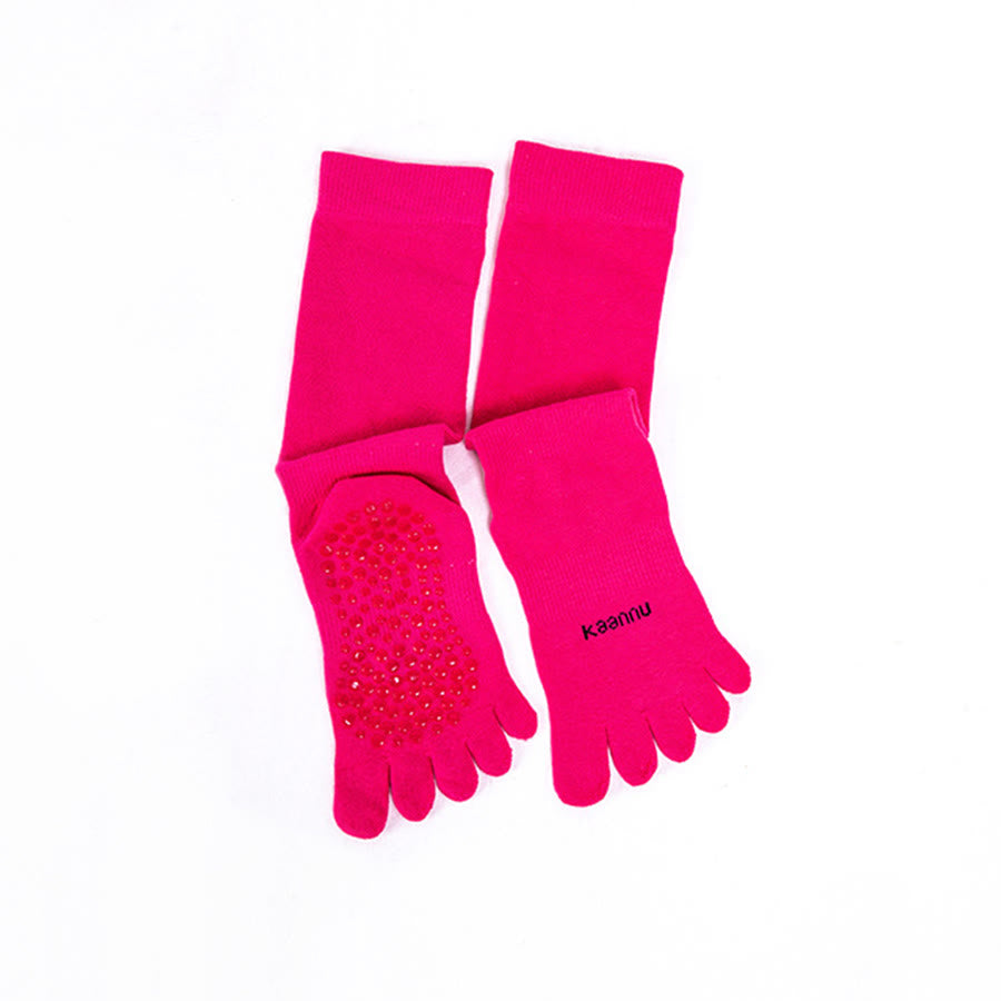 Chaussettes de yoga Olivenorma montantes à cinq orteils, antidérapantes, pour plus de chaleur et de stabilité, pour femmes - Rose rouge - 10 paires - image 11