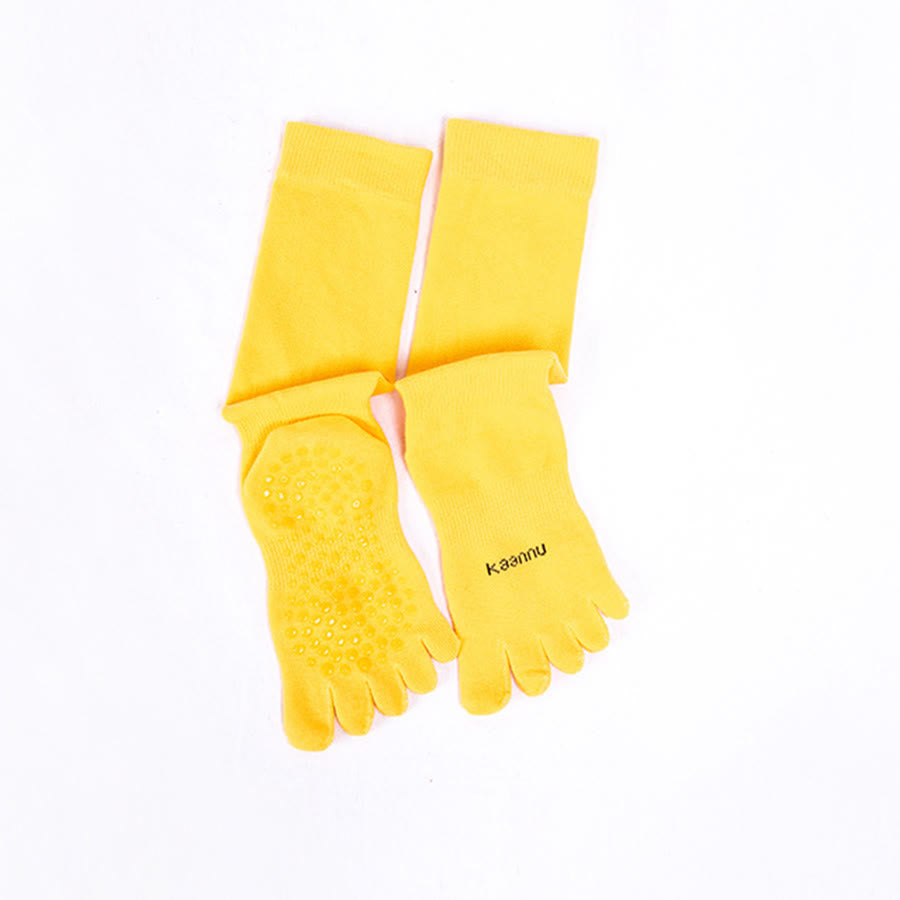 Chaussettes de yoga Olivenorma montantes à cinq orteils, antidérapantes, pour plus de chaleur et de stabilité, pour femmes - Jaune - 10 paires - image 2