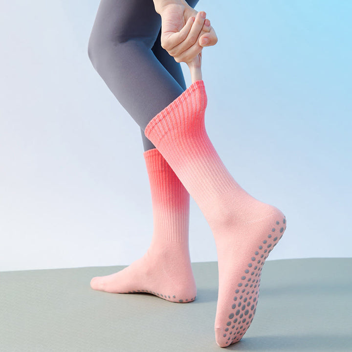 Chaussettes de yoga Olivenorma à dégradé de couleurs, mi-mollet, semelle intégrale antidérapante en silicone pour femme - image 20